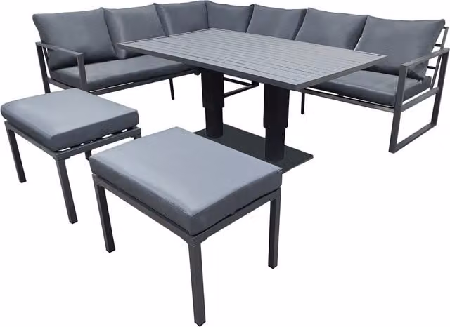 Alivio 8 Seater Modern Grey Metal Garden Furniture Set