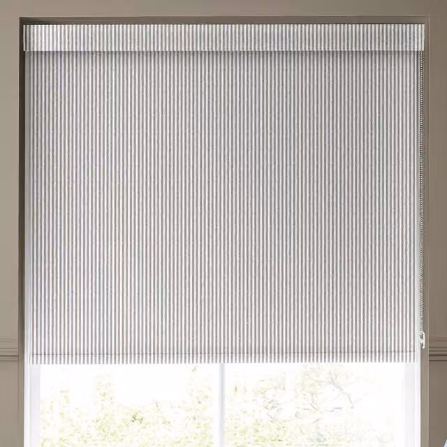 Emily Bond Oscar Stripe Made to Measure Blackout Roller Blind in Indigo Blue