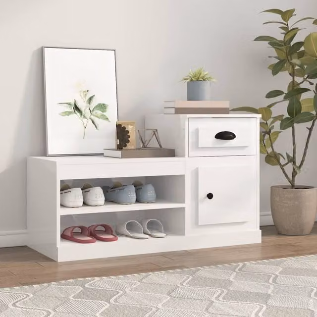 Berkfield Home High Gloss White Modern Shoe Cabinet W/D/H: 100 x 42 x 60 cm – 1