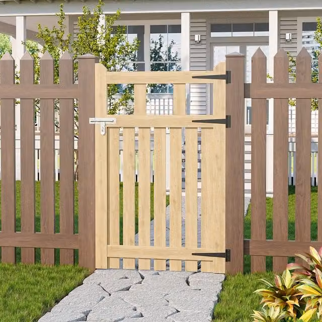 Lifeideas Wooden Garden Gate with Door Bolt in Brown and Yellow, W/H: 76 x 120 cm