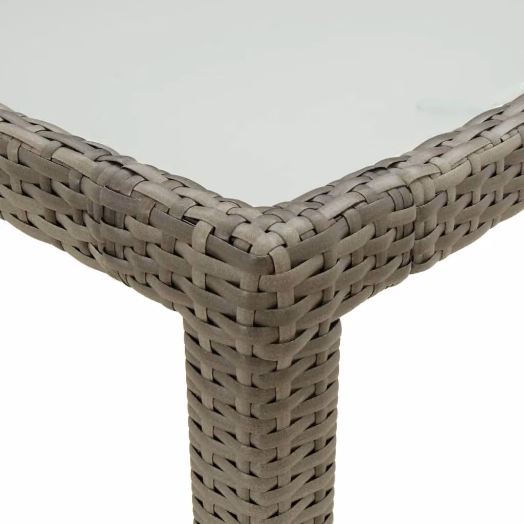 Berkfield Home Modern Grey Poly Rattan Garden Table with Tempered Glass Top, W: 150 cm, D: 90 cm, H: 75 cm – 2