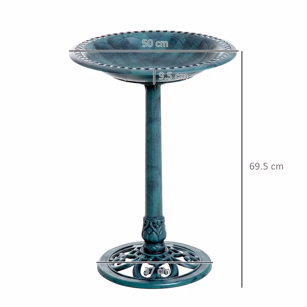 Outsunny Green Outdoor Pedestal Bird Bath and Garden Planter, Height: 50 cm – 2