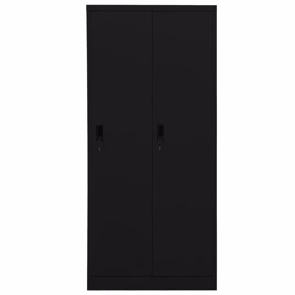 Berkfield Home Black Metal Industrial Wardrobe with Internal Shelves and Lock W/D/H: 80 x 50 x 180 cm – 2