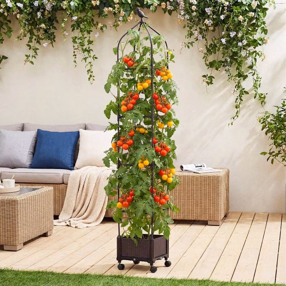Kelvenix Self-Watering Extra-Tall Tomato Planter with Wheels in Dark Brown – 3