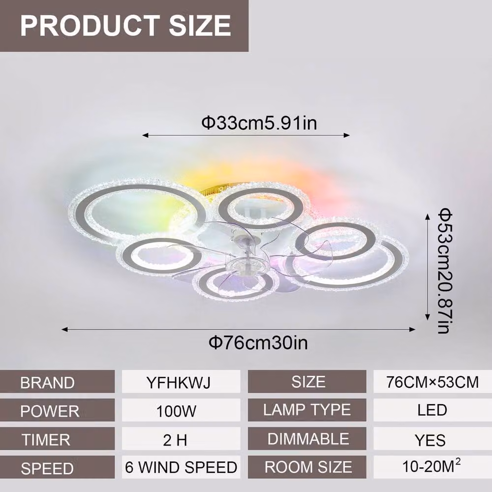 Havendro White Dimmable LED Ceiling Fan with Remote Control and RGBW Lighting – 2
