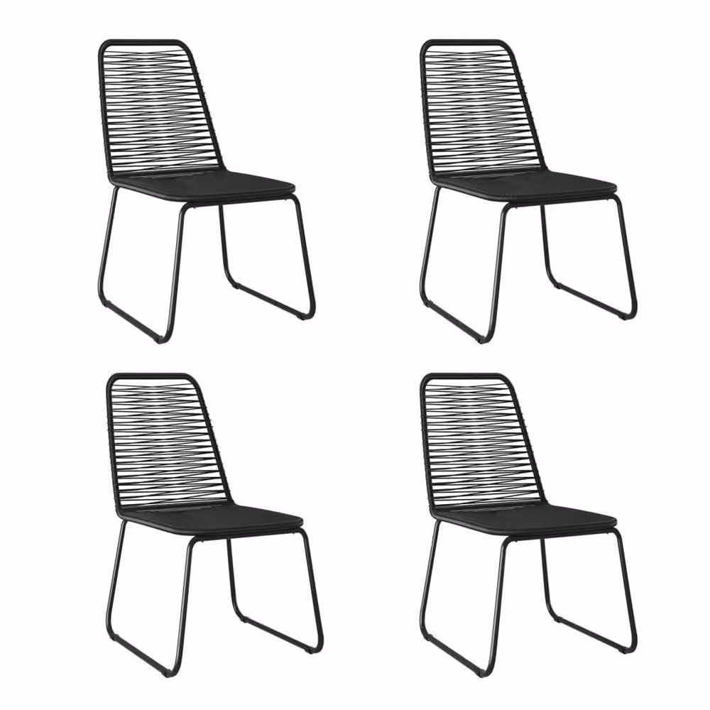 Berkfield Home 5 Piece Modern Garden Dining Set in Black with Glass Top and Powder Coated Steel Frame – 3