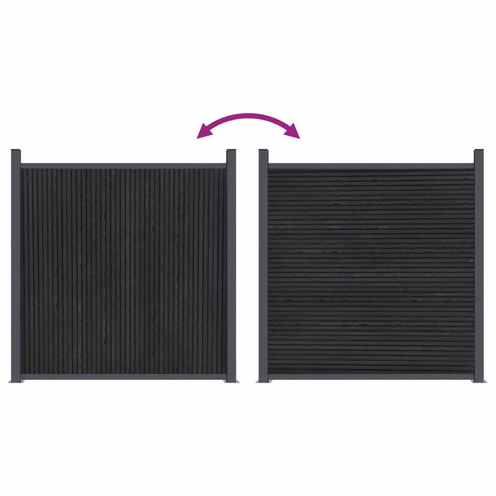 Berkfield Home Durable WPC and Aluminium Fence Panel, Grey, W: 1218 cm, H: 186 cm – 4