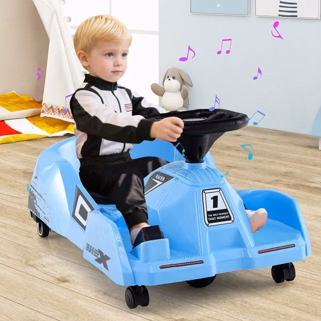 Costway Blue Electric Ride-On Cleaning Go Kart