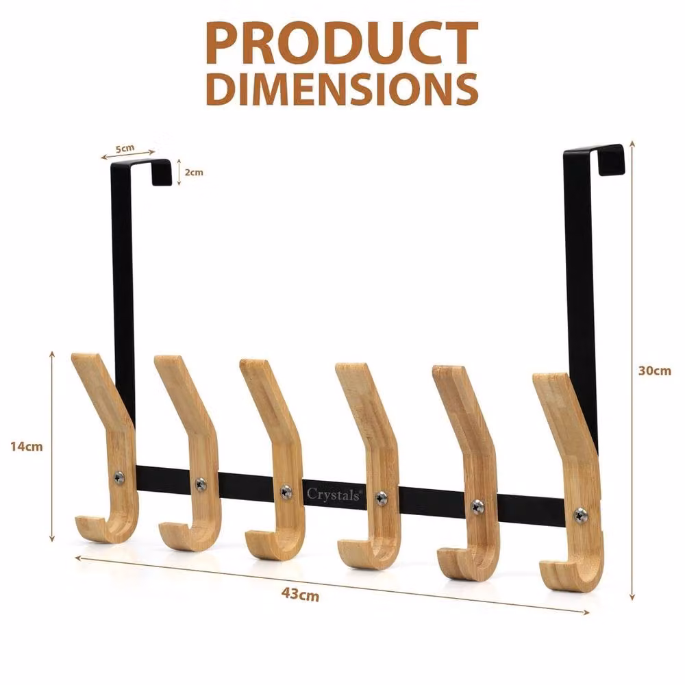 EONLION 12 Hook Door Towel Organizer Rack in Black – 2