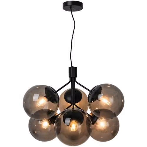 Nordlux Ivona Sphere Pendant Light in Black Glass and Metal with E27 Mains Connection – 1
