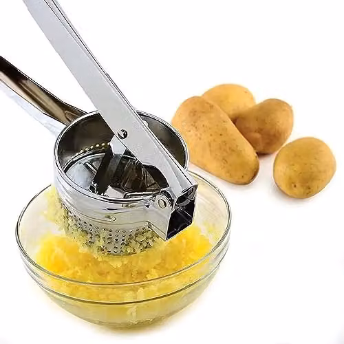 KAV Stainless Steel Potato Ricer and Fruit Press in Silver with Ergonomic Grip