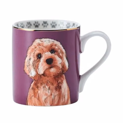 Mikasa Cockapoo Straight-Sided Porcelain Mug, 280ml in Purple and Gold – 1