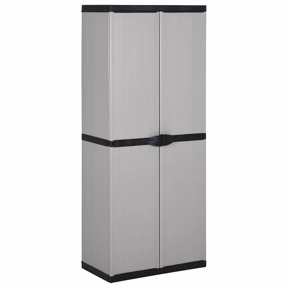 Berkfield Home Garden Storage Cabinet with 3 Shelves and Lock, Grey and Black, W/D/H: 68 x 40 x 168 cm – 2