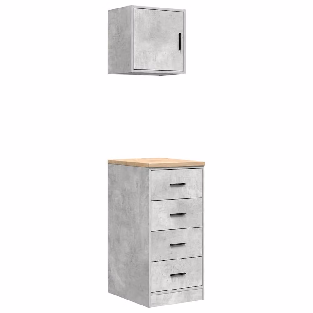 Berkfield Home Modern Wall Mounted Garage Cabinets, 2 Piece Set in Grey, W/D/H: 85 x 40 x 51 cm – 1