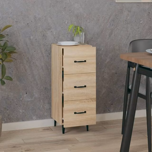 Berkfield Home Sonoma Oak Sideboard in Beige, W/D/H: 34.5 x 34.0 x 90.0 cm