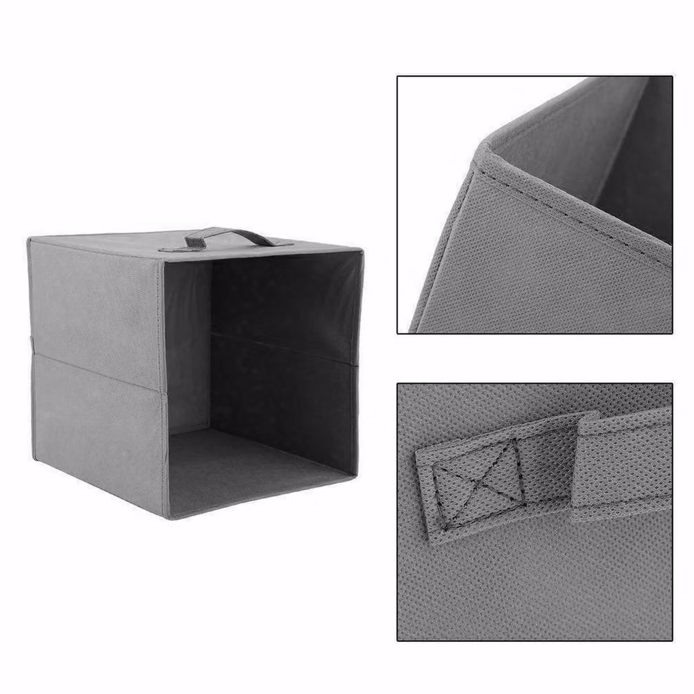 Kelvenix 4 Pack Grey Foldable Fabric and Cardboard Storage Boxes with Handles, W: 50 cm, D: 50 cm, H: 50 cm – 3