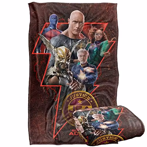 LOGOVISION Black Adam Character Super Soft Fleece Throw Blanket, Multicolour, W: 91 cm, L: 147 cm