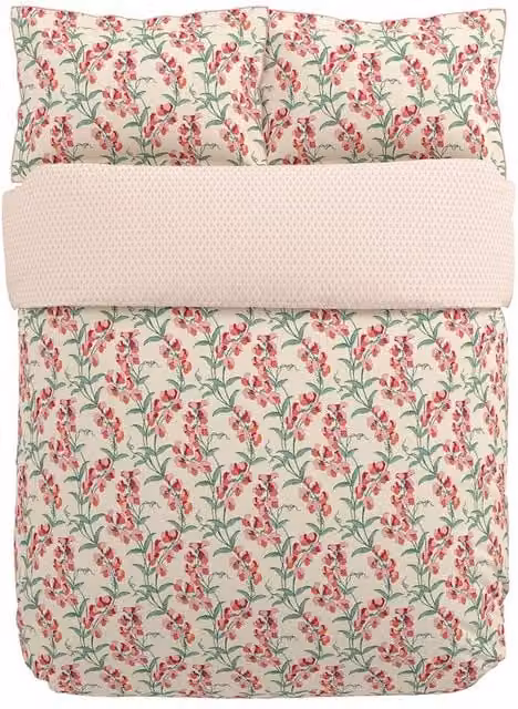 V&A Sweet Tendrils Floral Pink Cotton Bedding Set with Pillowcase, W: 140 cm, L: 200 cm