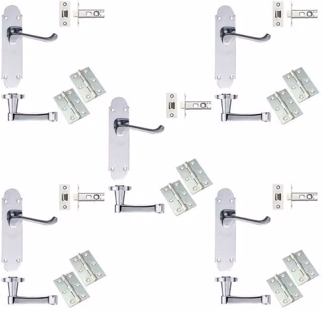 Golden Grace Epsom Victorian Shaped Internal Door Handle Set in Chrome