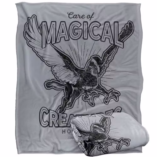 LOGOVISION Harry Potter Care of Magical Creatures Super Soft Silky Touch Fleece Throw Blanket, Multicolour, W: 152.4 cm x D: 127.0 cm