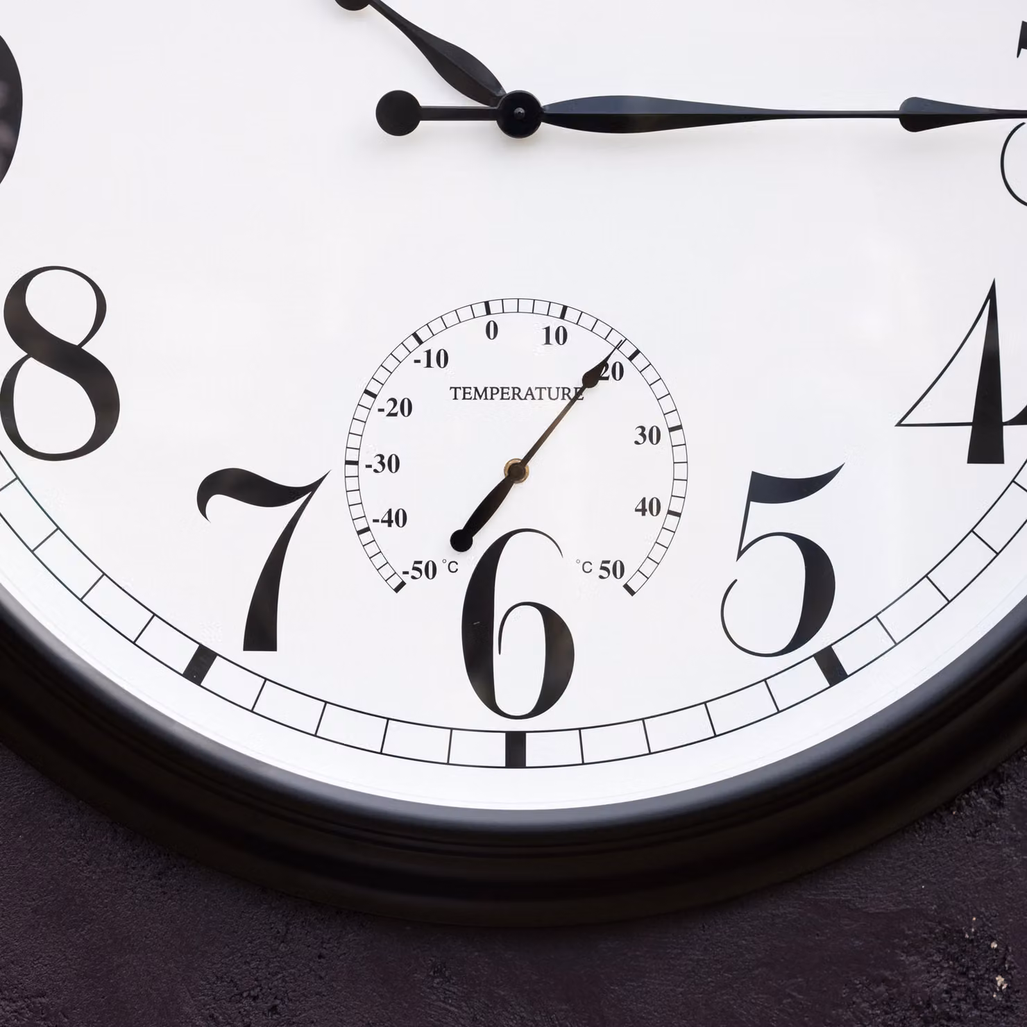 Primrose Black Metal Outdoor Garden Clock with Thermometer, Diameter: 90 cm – 5