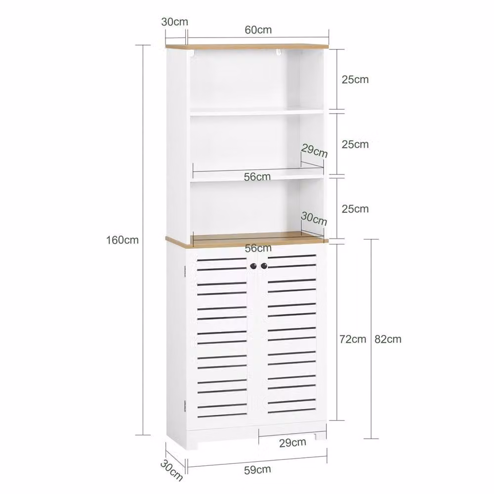 SoBuy Modern White Matt Freestanding Bathroom Cabinet with Hinged Doors and Internal Shelves – 2