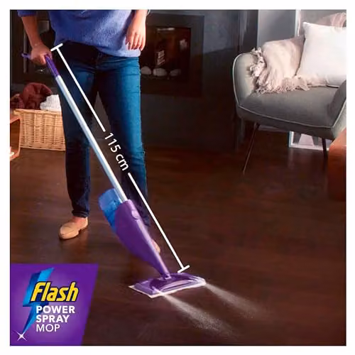 Flash Power Spray Mop Starter Kit with Microfibre Washable Pad, Purple – 3