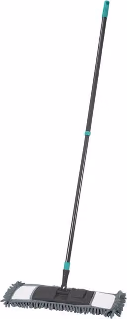 JVL Grey and Petrol Super-Absorbent Chenille Flat Floor Mop with Telescopic Handle and Refillable Head