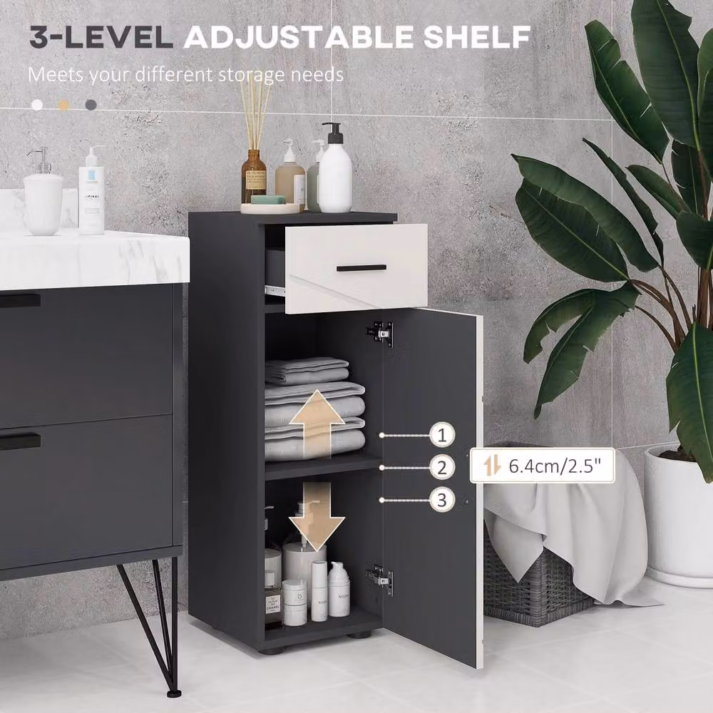 Wyld Haus Gazzeta Slim Grey Bathroom Cabinet with Drawer and Double Soft-Close Doors, W/D/H: 30 x 30 x 82 cm – 5