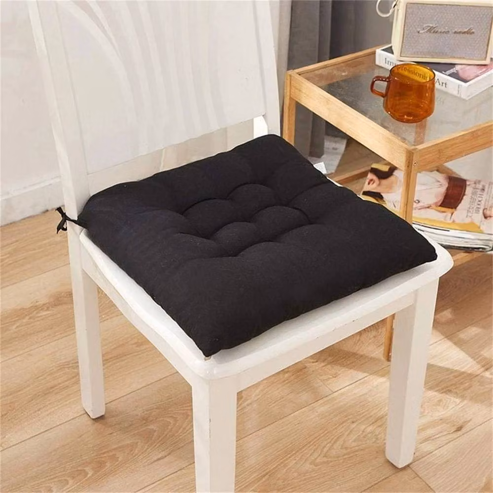 NESTLUNE 4 Pack Tie-On Rectangular Seat Cushions for Indoor and Outdoor Dining in Black, W: 100 cm, L: 190 cm – 5