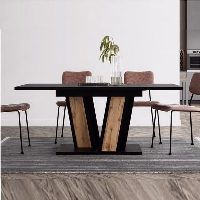 PHD Furniture MUSS Extendable Rectangular Dining Table in Black Wotan Effect