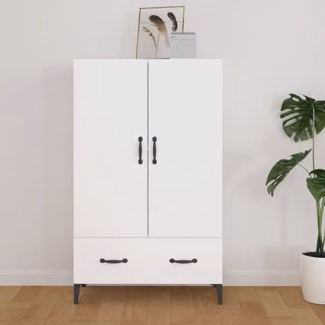 Berkfield Home Modern White Highboard with Internal Drawers and Shelves, W/D/H: 70 x 31 x 115 cm – 1