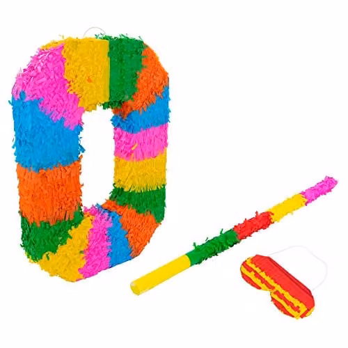 Fax Potato Number 0 Pop-Out Piñata Set with Stick and Blindfold in Multicolour