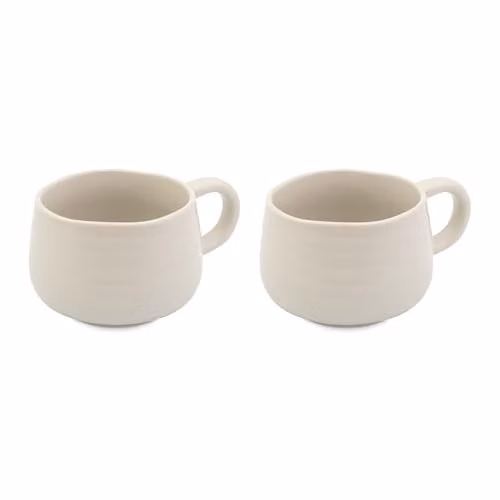 Jamie Oliver Big Love White Cosy Cuppa Set, 2pc Speckled Stoneware Mugs, 375ml each