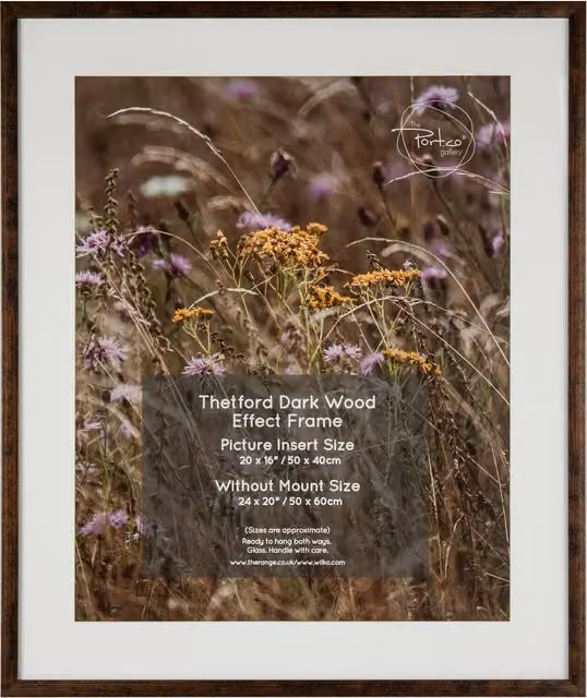 Thetford Modern Rectangular Single Wall Frame, Brown, W: 50.8 cm, H: 50.8 cm
