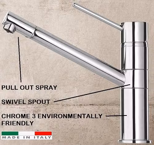 Paini Single Lever Kitchen Sink Tap in Chrome Finish with Swivel Spout – 2
