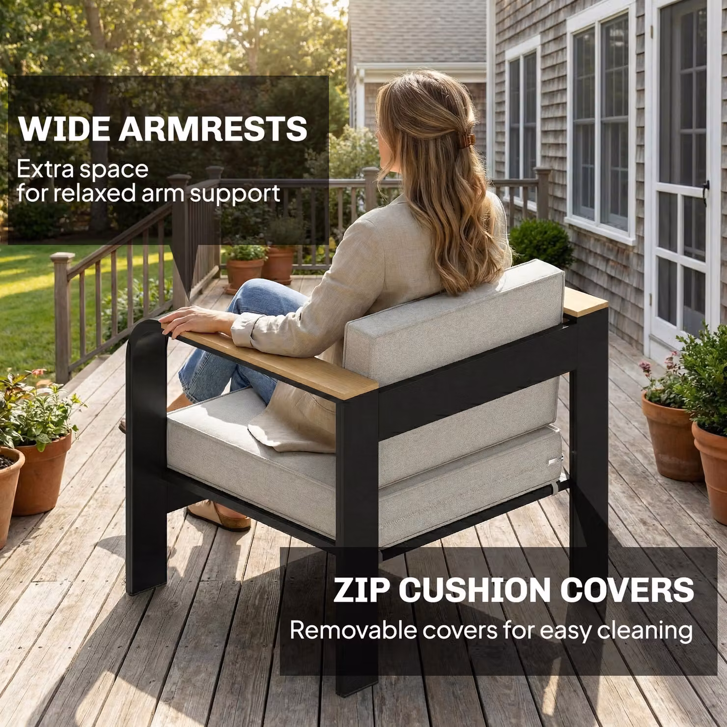 Outsunny 4 Seater Aluminium Garden Furniture Set with Olefin Cushions in Beige – 6