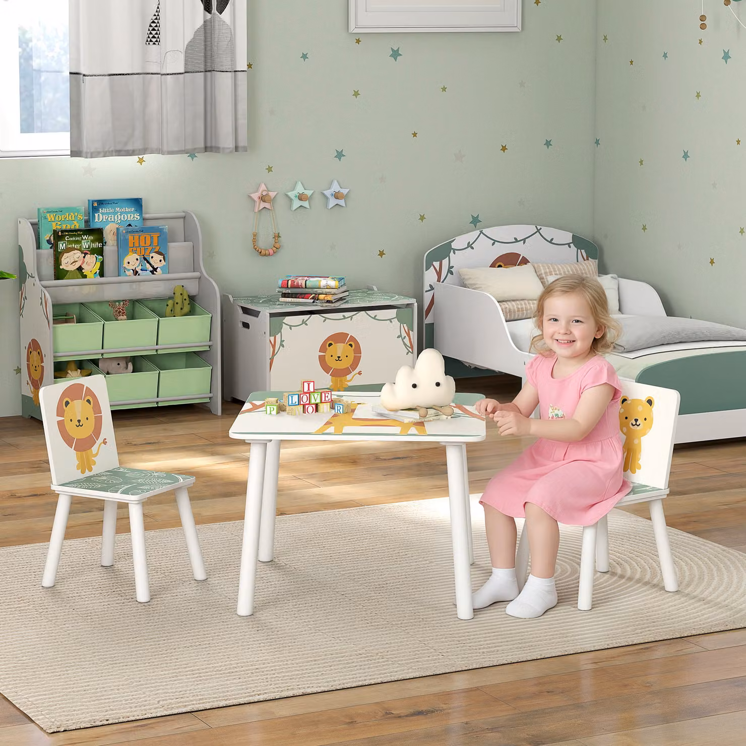 AIYAPLAY 3-Piece Toddler Table and Chair Set in Green – 2