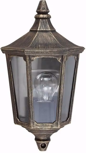 Netlighting Cricklade Black and Gold Outdoor Wall Half Lantern Light IP44 E27 – 1