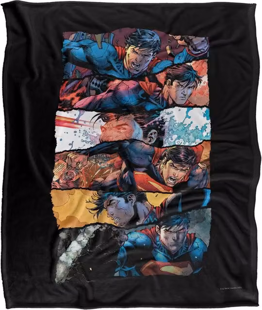 DC Comics Superman Torn Collage Super Soft Silky Touch Throw Blanket, Multicolour, W: 152 cm, D: 127 cm – 7