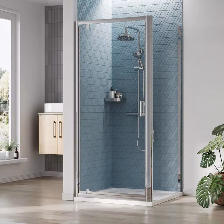 Balterley Ruwa Pivot Corner Shower Suite with 6mm Glass and Tray, Silver