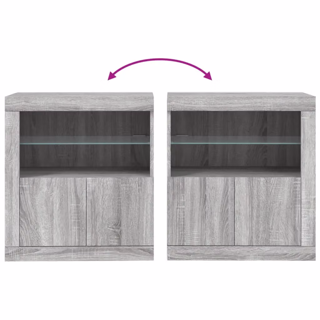 Berkfield Home Modern Grey Sideboard with Integrated LED Lighting W/D/H: 60.5 x 37 x 67 cm – 6
