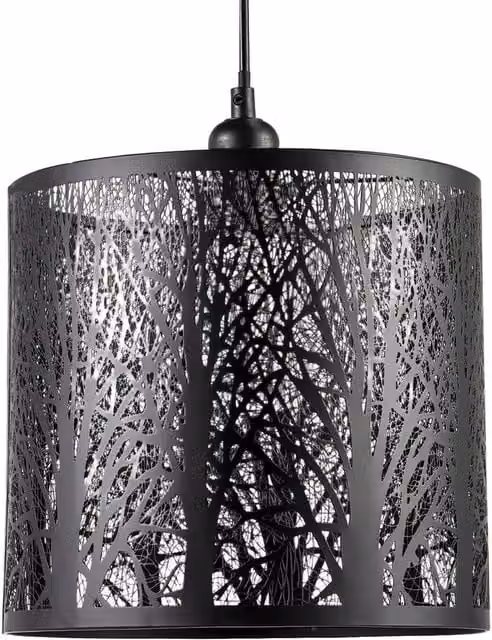 Happy Homewares Metal Forest Design Ceiling Pendant Shade in Black