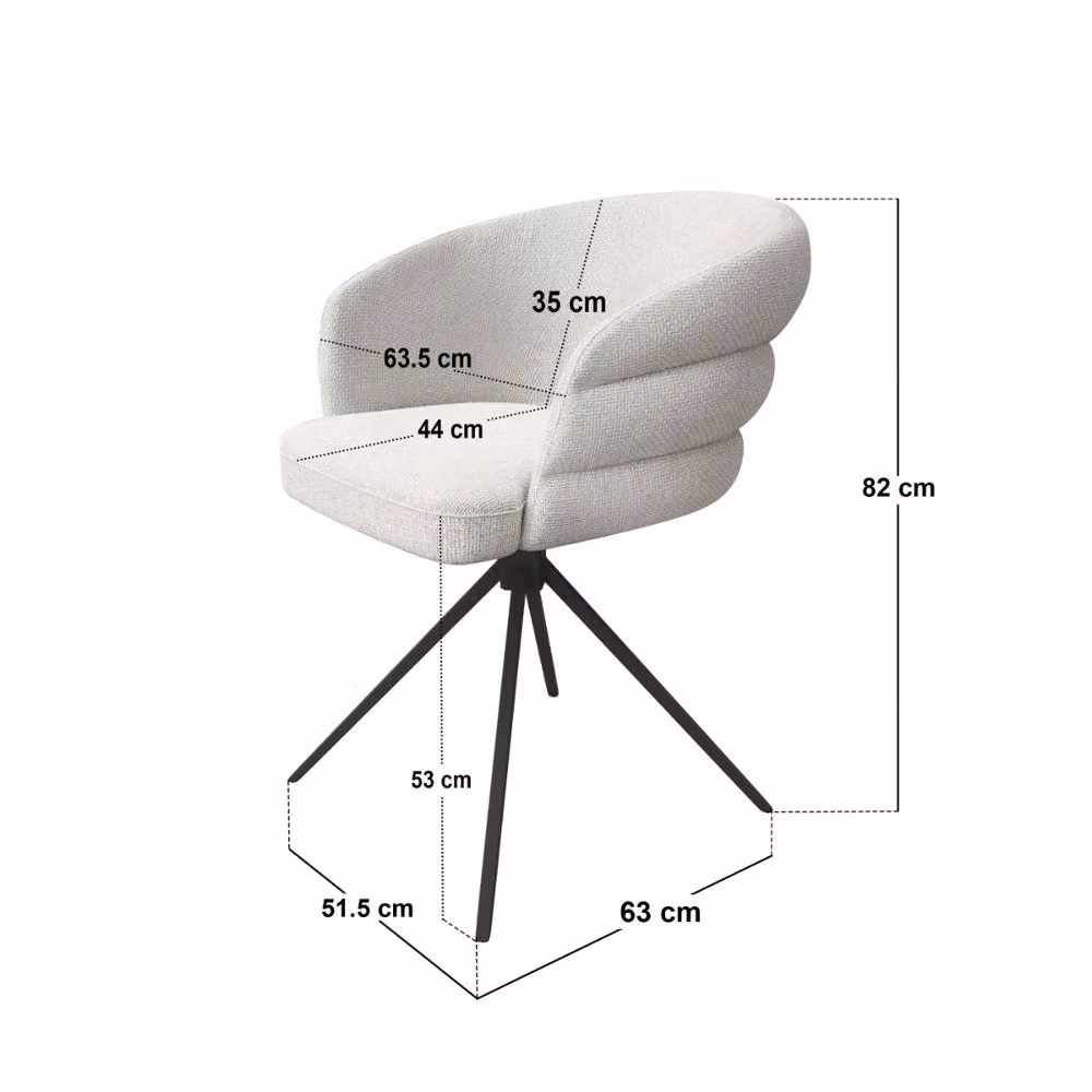 Solace+Co Elin Round Ceramic Dining Table and Eira Chairs Set in Beige and Cream, Diameter: 120 cm, Height: 75 cm – 2