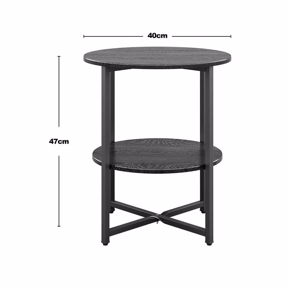 PAWNORA 2 Tier Small Round Sofa Side Table in Black – 2
