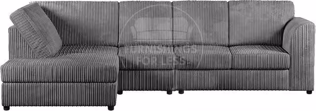 Furnishings For Less UK Luxor 5 Seat Left Hand Corner Sofa in Grey Jumbo Cord – 1