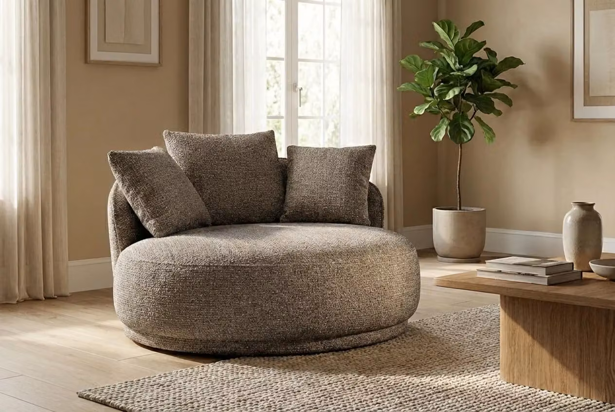 Araco Atelier Otis Armchair in Beige and Brown Bouclé
