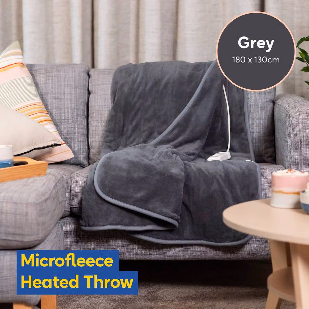 Russell Hobbs Grey Microfleece Electric Heated Throw RHHT1004, W: 180 cm, D: 130 cm – 3