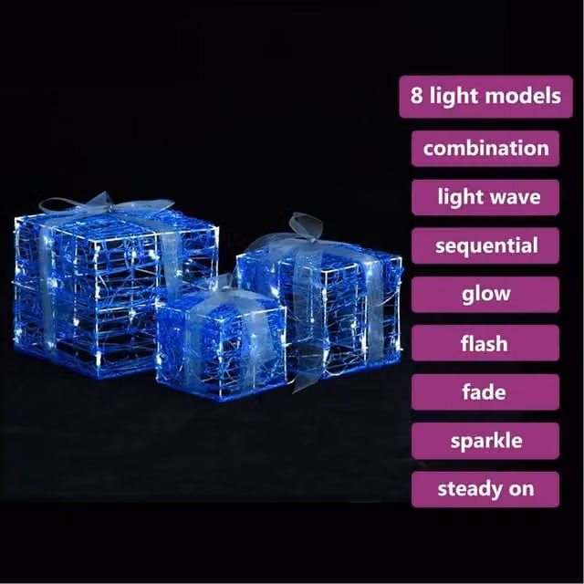 Berkfield Home Beautiful Decorative Acrylic Christmas Gift Boxes, 3 Pieces, Cold White and Blue – 1