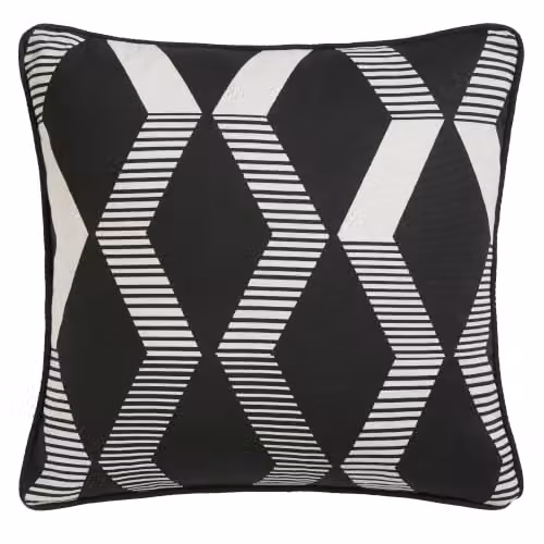 Fusion Rico Black Geometric Square Cotton Outdoor Cushion with Microfibre Pad, 43 x 43 cm – 3